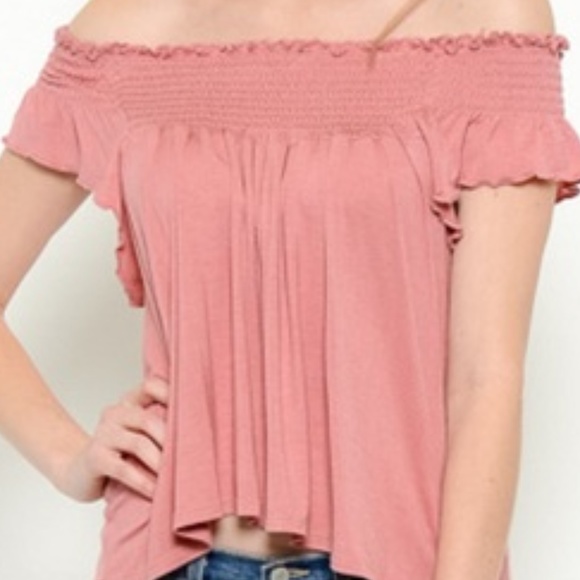 Heart and Hips Smocking Off Shoulder Top - Picture 3 of 3